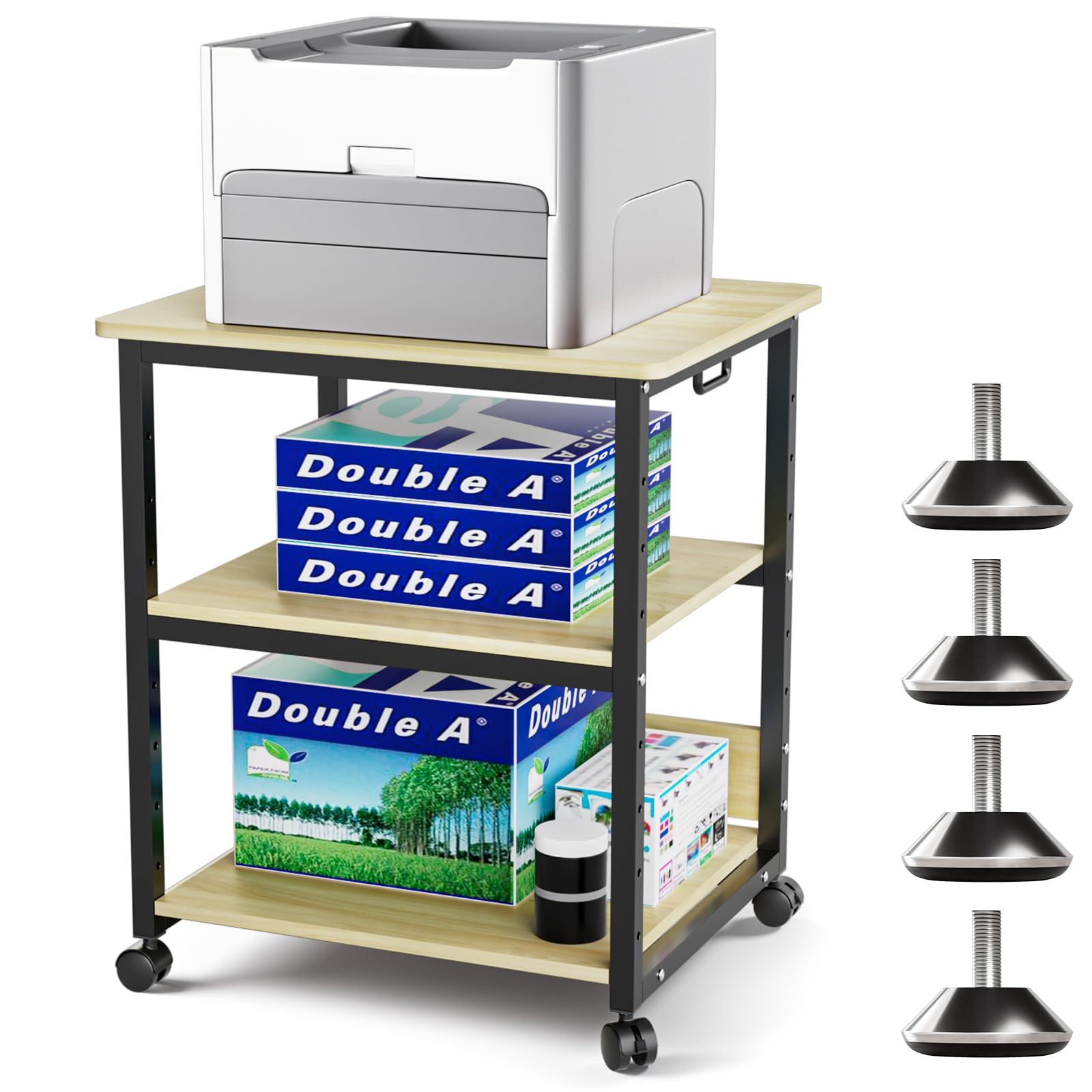 【送料無料】【10%OFFクーポン配布中】DEWEL プリンター台 プリンターラック 幅60cm×奥行50cm×高さ70cm プリンターワゴン 3段 総耐荷|デンダ店