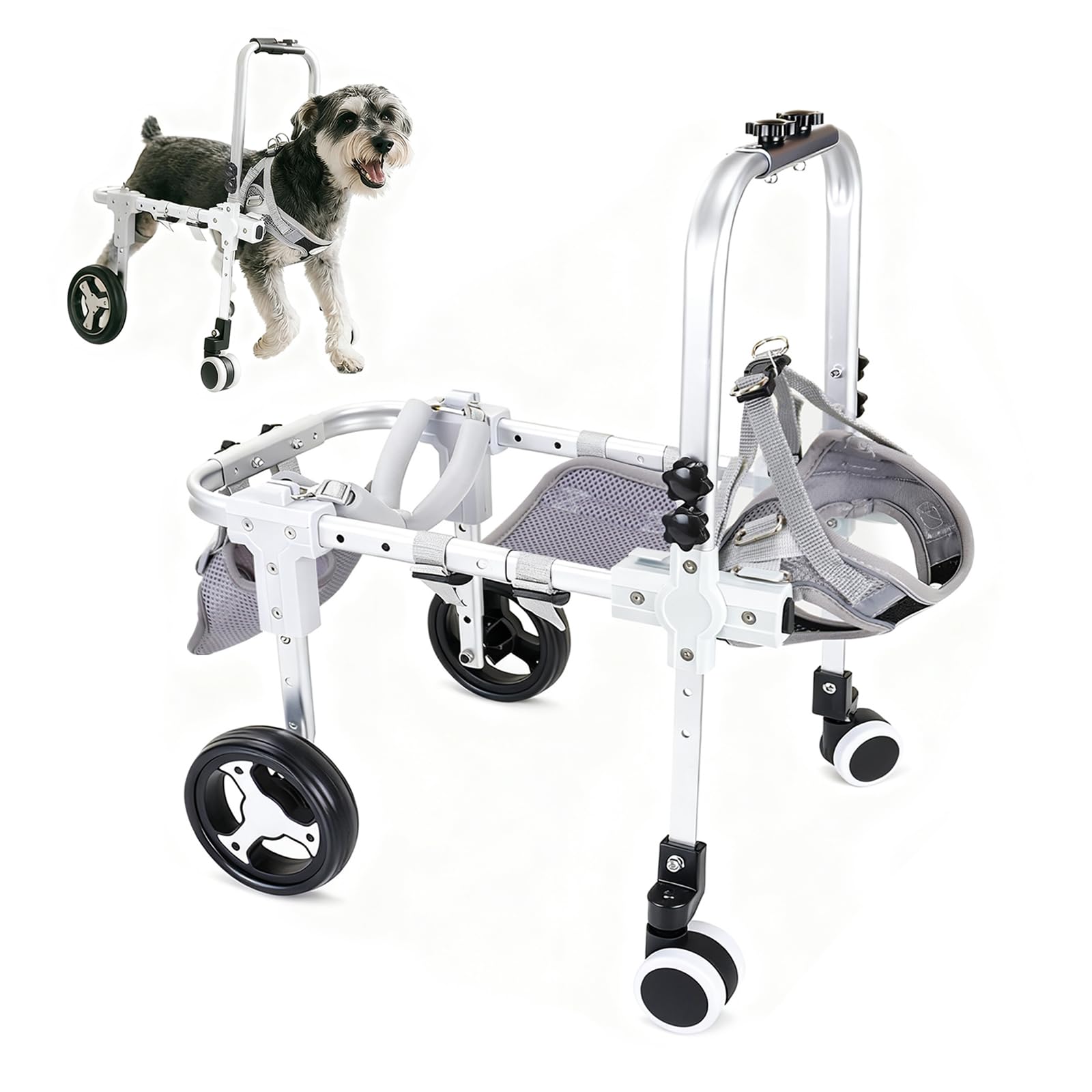【送料無料】【10％OFFクーポン配布中】JELFUNY 犬用車椅子 犬用歩行器 ペット車椅子 2輪 4輪歩行補助 サイズ調整可能 軽量 後ろ足 ペッ｜デンダ店