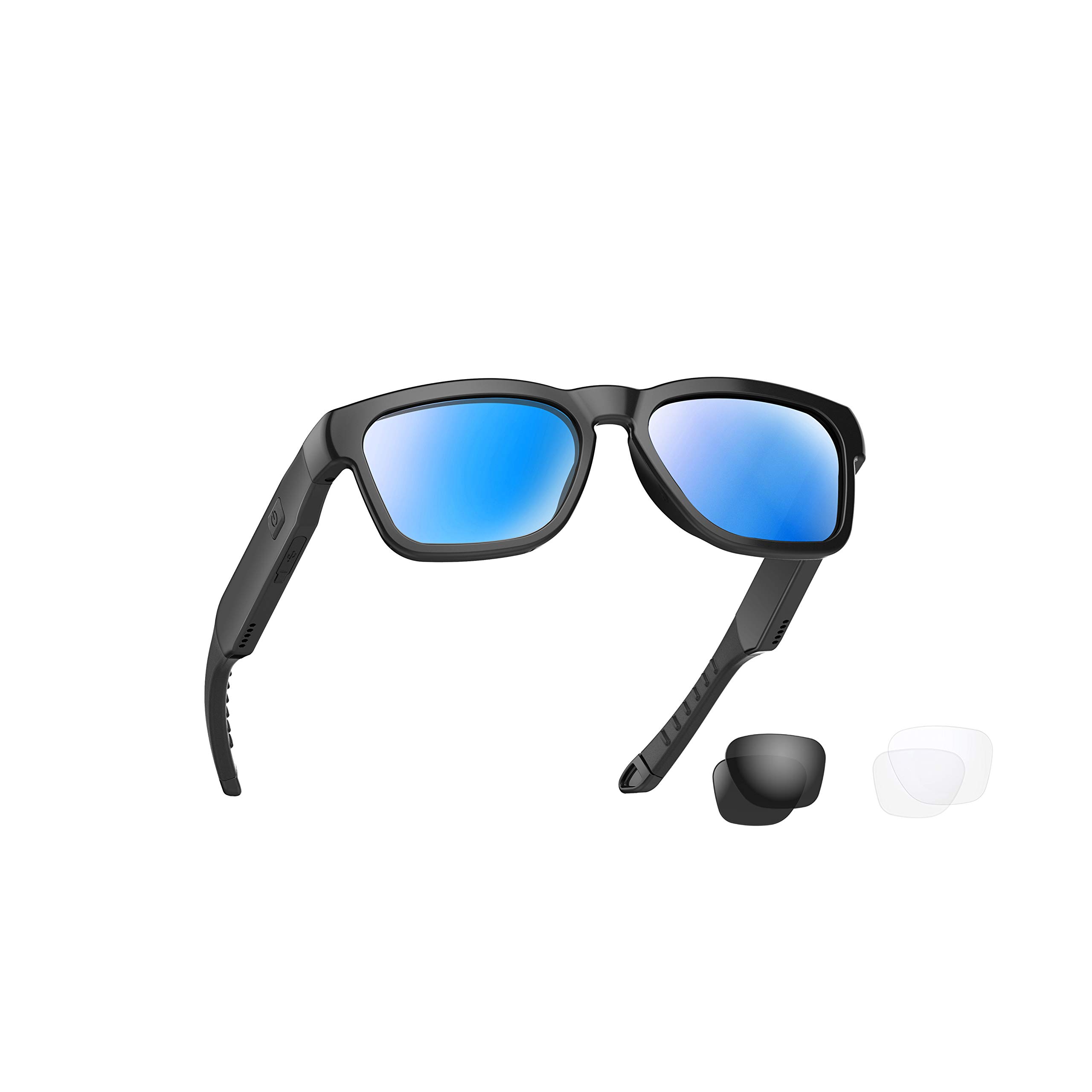 [OhO sunshine] スマートメガネ 偏光サングラス Bluetoothスピーカー付き 運動/アウトドア用 UV保護 音声制御 ユニセックス (ブルーレン