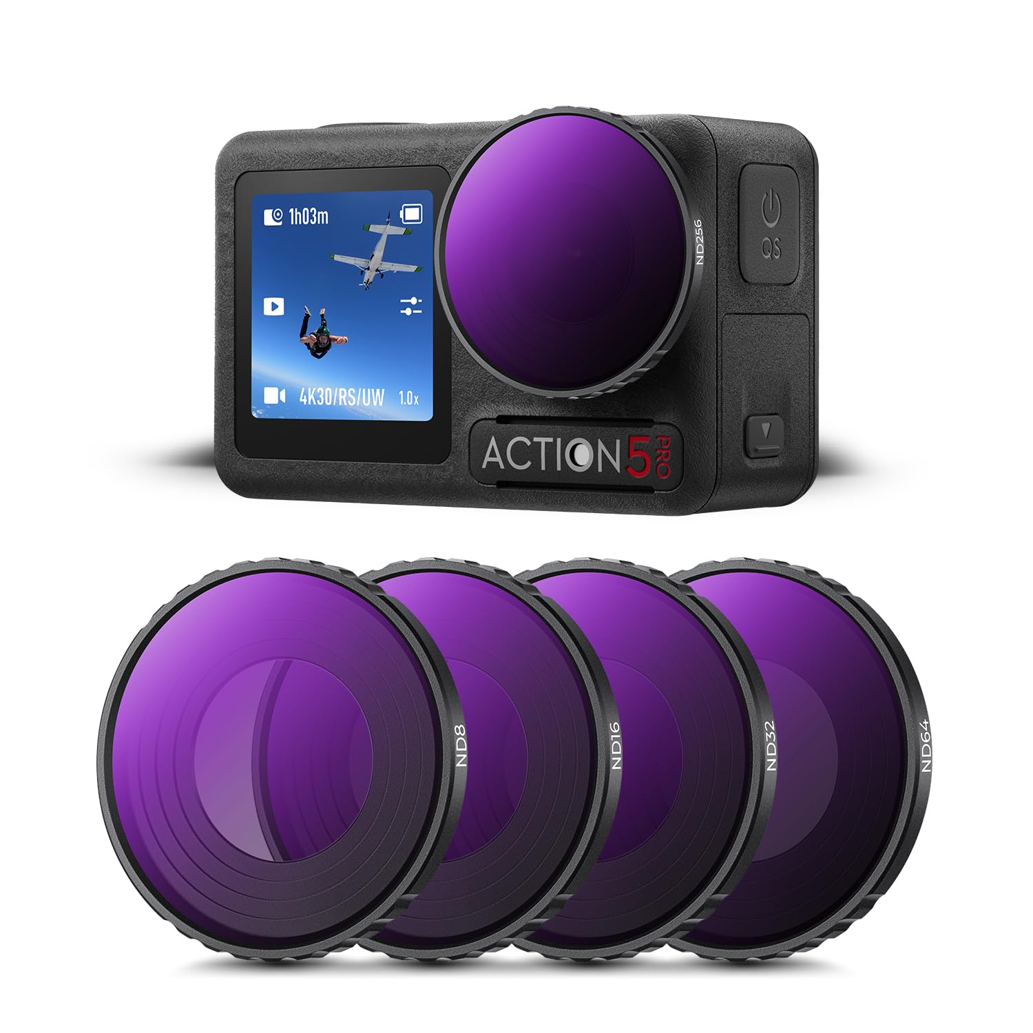 K&F Concept DJI Osmo Action 4/5 PRO用 NDフィルターセット (ND8+ND16+ND32+ND64) 減光フィルター レンズフィルター レンズ保護 AGC光
