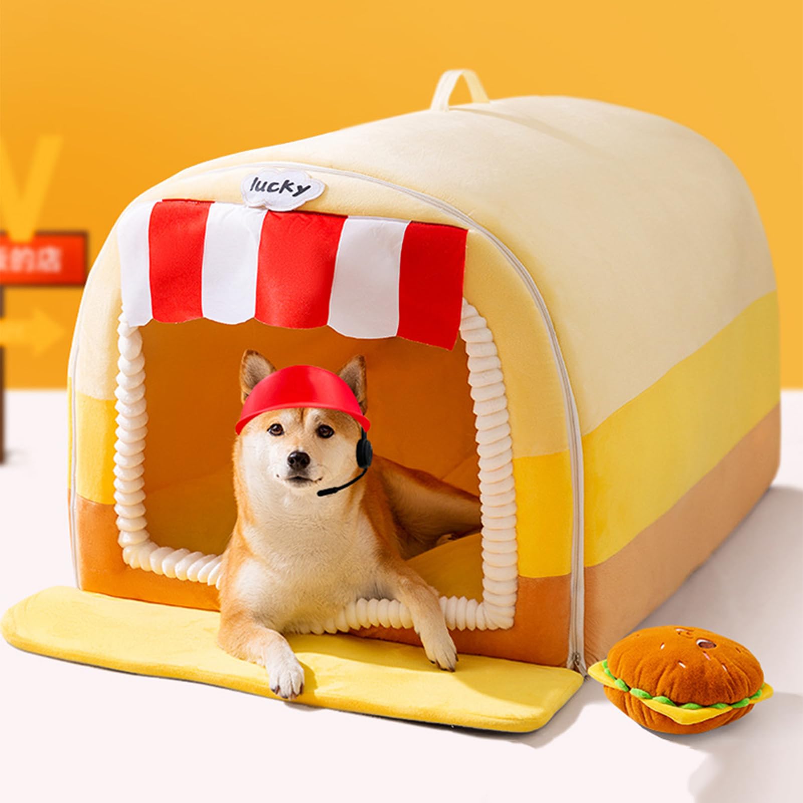 【送料無料】xinxin-homeペットベッド 犬/猫用ハウス 犬小屋 足拭きマット付き 寝床 可愛い 柔らかい クッション付き ペット用品 小/中/