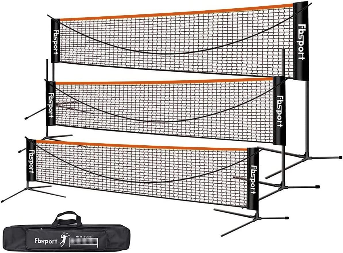 FBSPORT バドミントンネット (3段式) 屋外 ポータブル バドミントン用ネット 家庭用 練習用 簡易 組み立て簡単 コンパクト 高さ調整可能