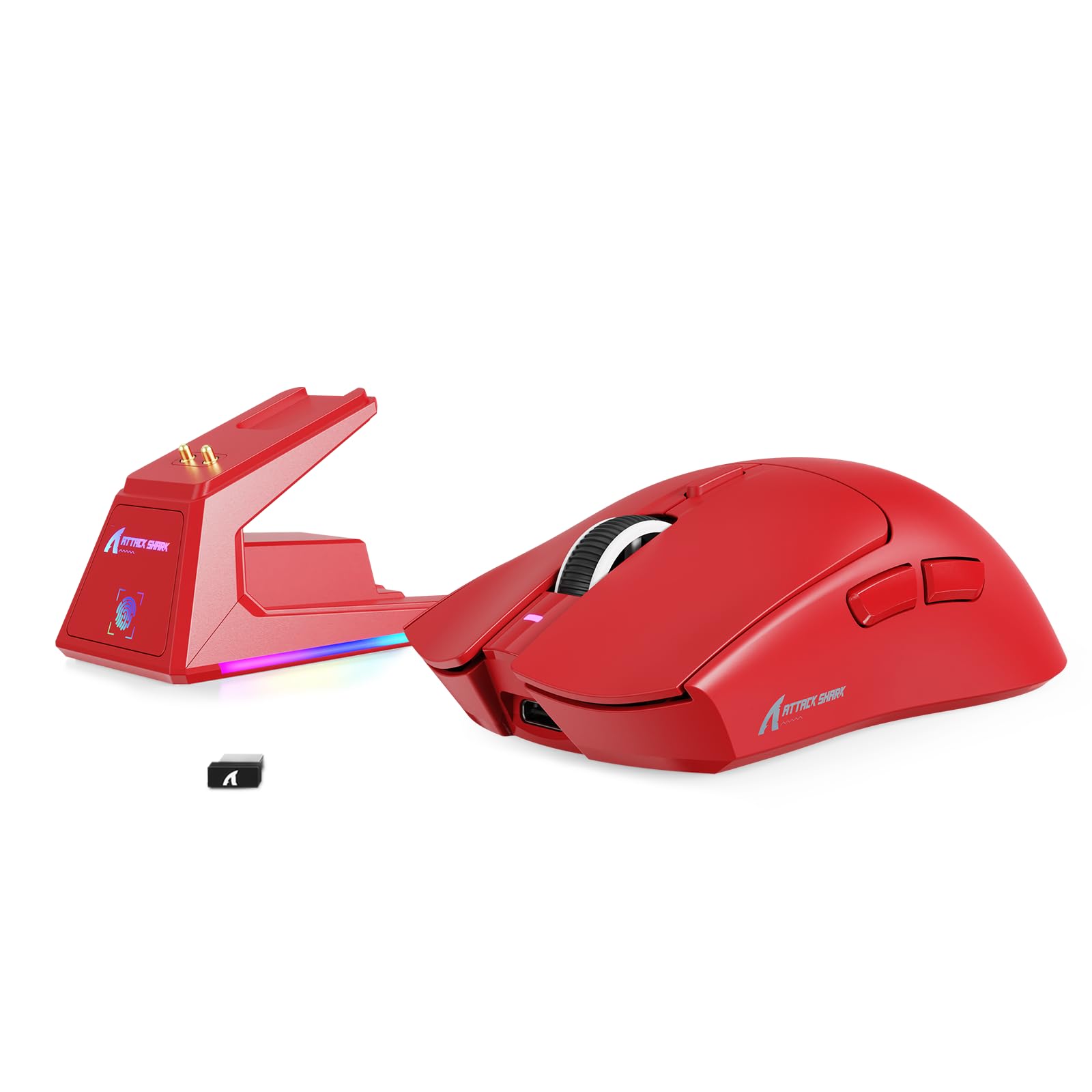 ATTACK SHARK X1 ゲーミングマウス 無線 ワイヤレスマウス bluetooth 超軽量49g PAW3395PRO搭載 RGB充電ドック付き 40K DPI 1000Hz 光微