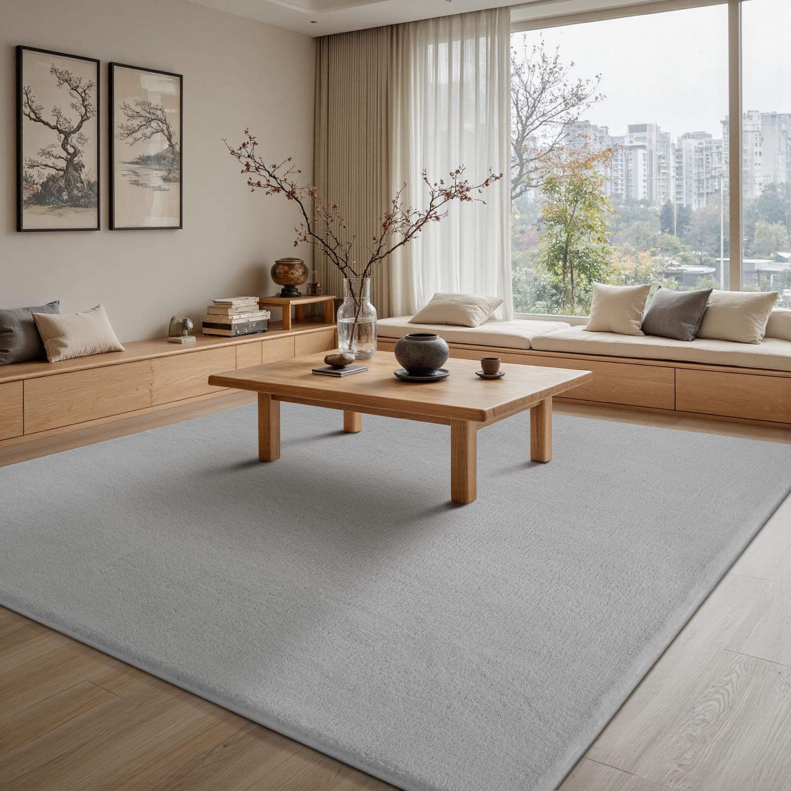 【送料無料】ラグマット カーペット 160x230cm 全厚約2cm 滑り止め付 洗えるラグ 抗菌 ふわっと手触り 防音絨毯 オールシーズ おしゃれ