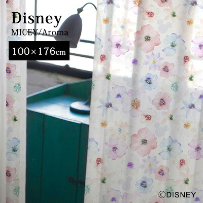【Disney HOME Series】 カーテン レース 1.5倍ヒダ ウォッシャブル ディズニー 日本製 【Disney zone】 アウトレット R&N / 【ミッキー アロマ】既製サイズ ボイル レースカーテン【（約）幅100×丈176cm】※1枚入り