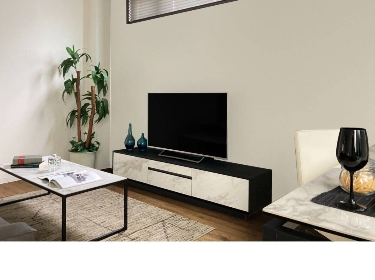 出色 Life with Design 210 テレビ台 白 モノトーン セラミック 大理石