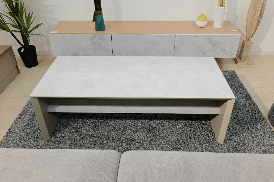 センターテーブル ローテーブル 収納棚 木製 幅120cm 日本製 おしゃれ 高さ38cm 国産 机 棚付き 石目調 モルタル調 ストーン柄 グレー 収納家具 インテリア家具 リビング収納 木目調 空間演出 インテリア性 便利 シンプルデザイン 幅広タイ 北欧デザイン 省スペ