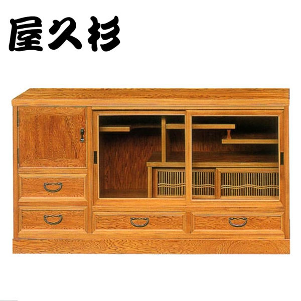 【開梱設置無料】 屋久杉 ローボード 幅120cm サイドボード 和風 リビングボード 完成品 茶棚 日本製 茶箪笥 国産 茶タンス 高級 茶ダンス 和家具 古典木工 華月 40 送料無料 通販 【kot】【smtb-f】｜INTERIOR　MARUDAI