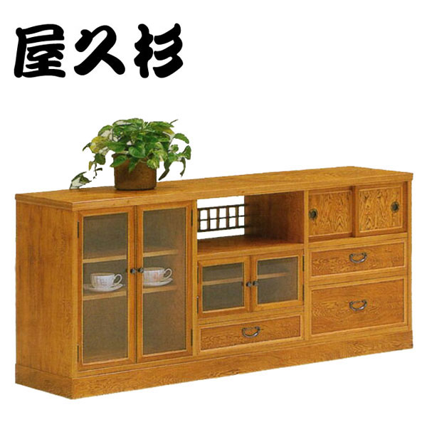 【開梱設置無料】 屋久杉 茶棚 和風 リビングボード 和室 サイドボード 幅150cm 茶タンス 国産 茶箪笥 日本製 茶ダンス 高級 古典木工 松月 50 送料無料 通販 【kot】【smtb-f】