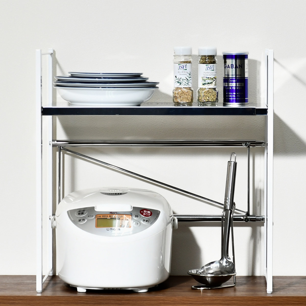 楽天市場】【特典あり】ステンレス棚カウンター上伸縮ラック 1段[足立