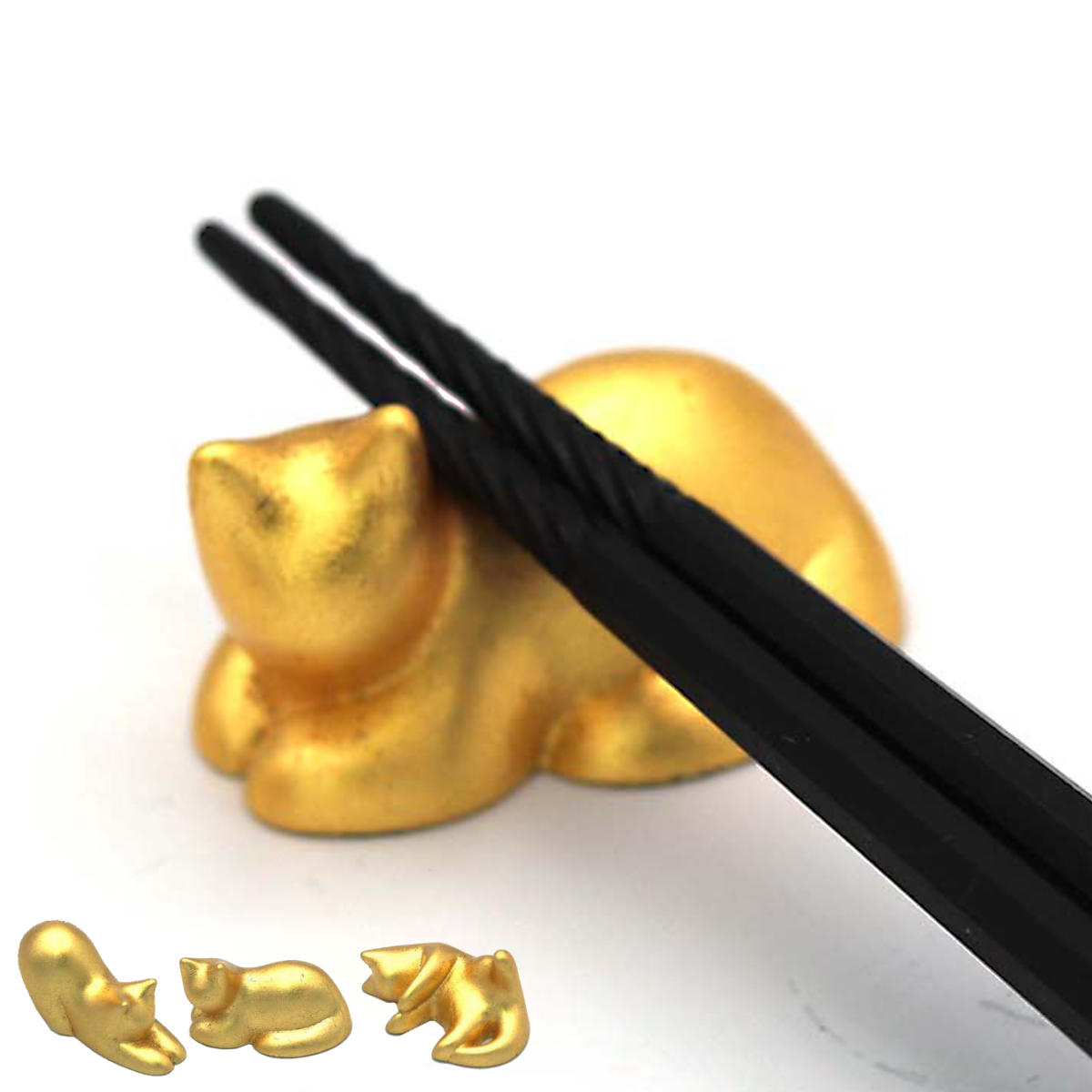 箸置き 金箔 ネコ （ 陶器 お箸 箸 置き お箸置き 箸おき ねこ 猫 かわいい おしゃれ 日本製 ）【39ショップ】