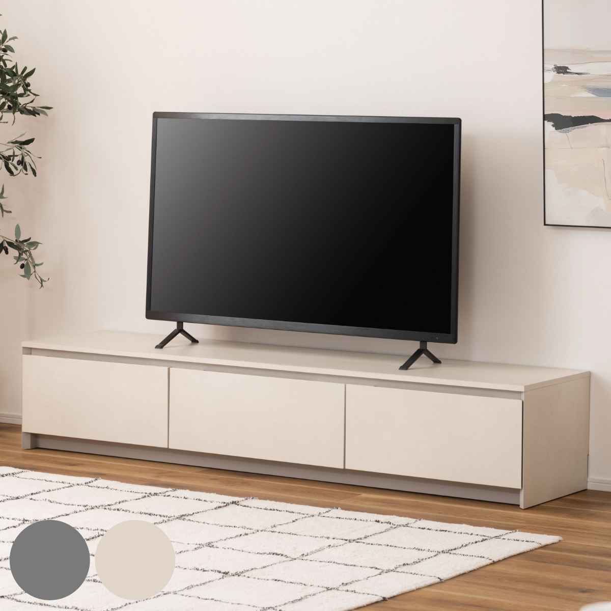 テレビ台 ローボード モルタル調 メラミンボード 幅180cm （ 開梱設置 テレビボード テレビラック TV台 TVボード TVラック 日本製 完成品 AVボード AVラック AV収納 モダンデザイン モルタル グレー スタイリッシュ おしゃれ ） 【39ショップ】｜インテリアパレット