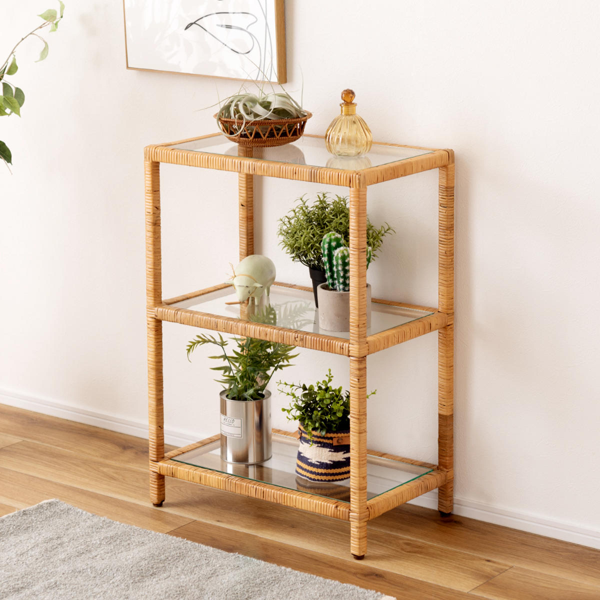楽天市場】籐 飾り棚 4段 ラタン製 スリムタイプ 幅50cm （ 送料無料