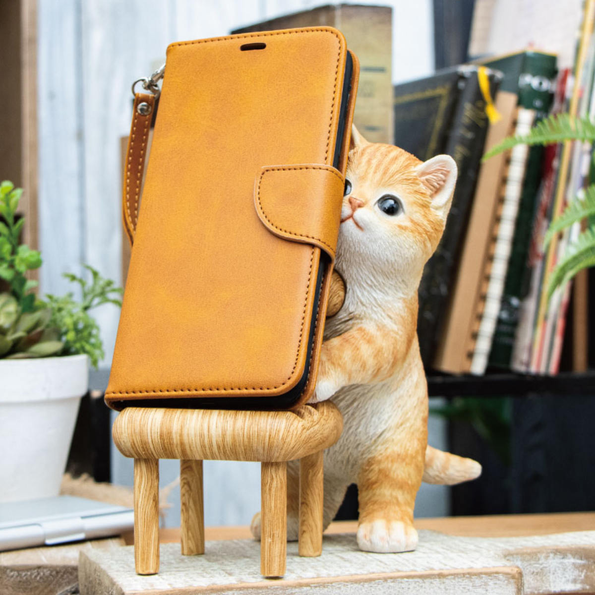 楽天市場】スマホスタンド 本を見る茶トラ猫 woobia ウービア ネコ