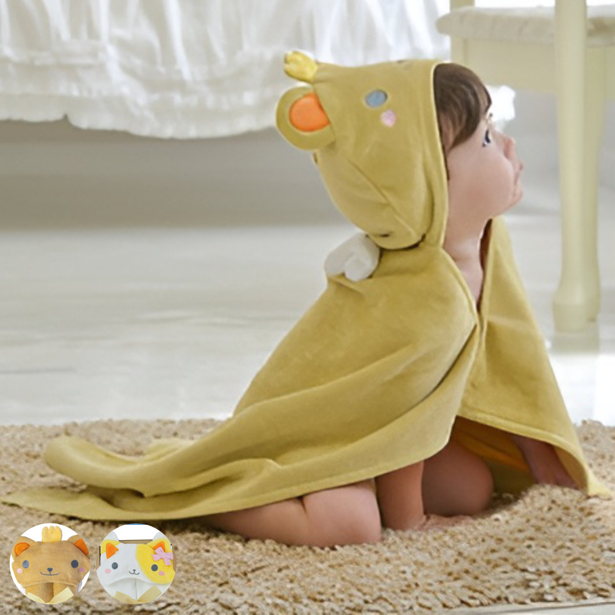 ベビータオル フード バスタオル 出産祝い おくるみ （ フード付きバスタオル フード付 ベビーバスローブ 綿100％ コットン ベビー 赤ちゃん プレゼント 湯上りバスタオル バスポンチョ パイル お風呂 水遊び かわいい ギフト ） 【39ショップ】