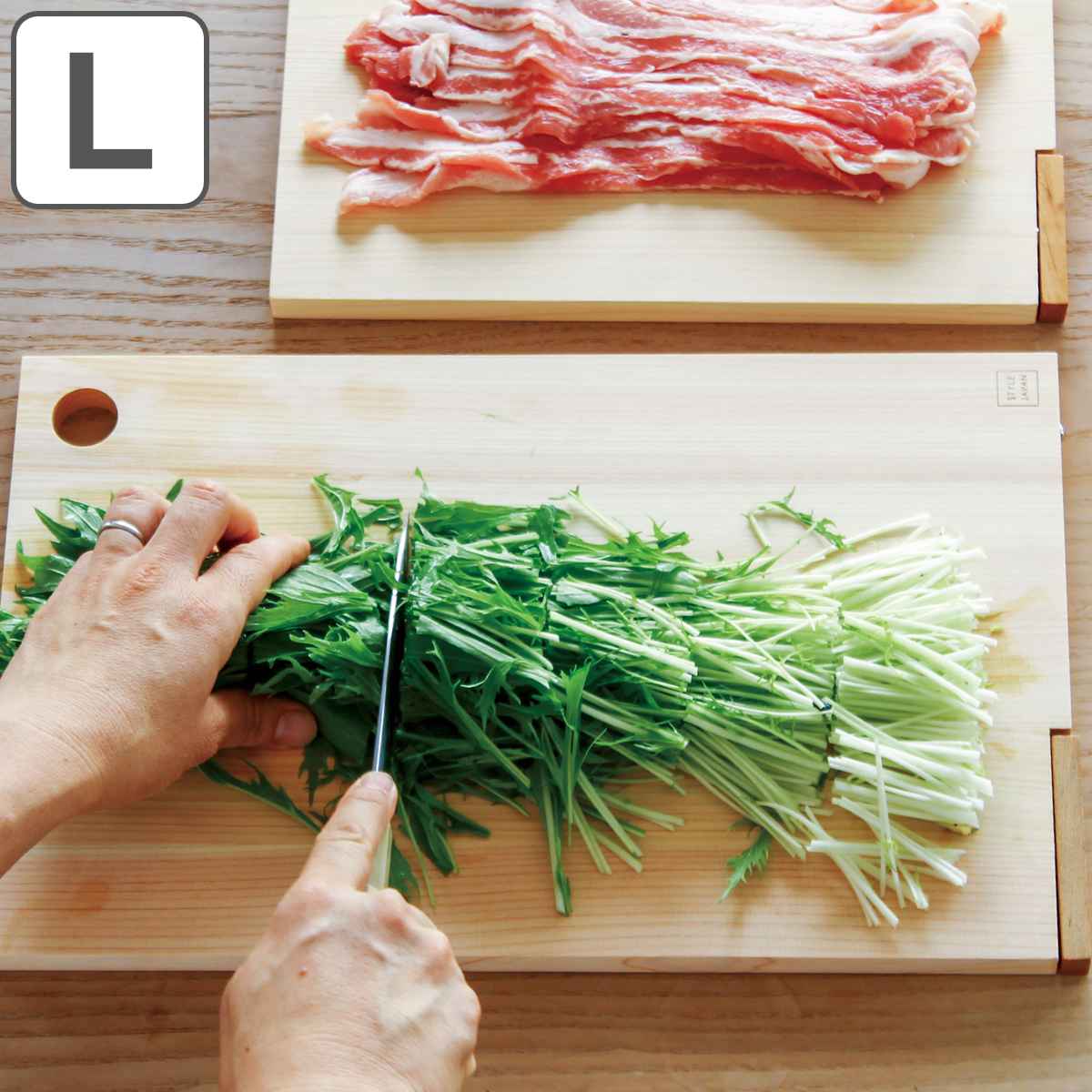 まな板 24×39cm STYLE JAPAN ひのきのまな板 スタンド式 Lサイズ （ 送料無料 木製 ひのき まないた 俎板 マナイタ コンパクト カッティングボード 日本製 天然木 檜 ヒノキ 木 薄型 スタンド付き L サイズ 抗菌 抗カビ ） 【39ショップ】