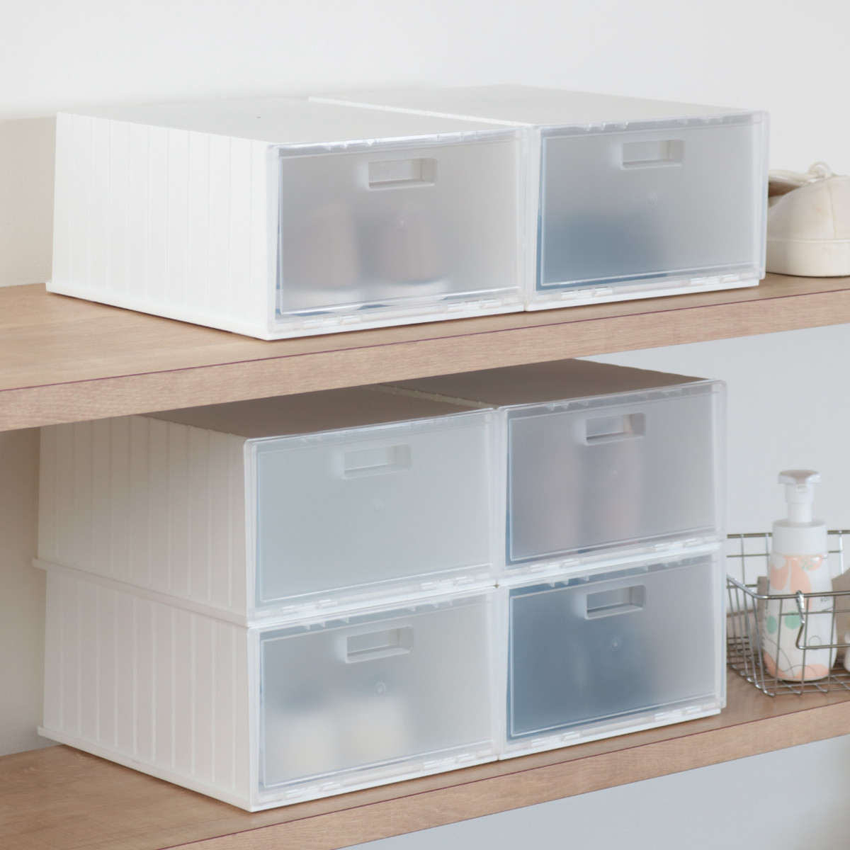 楽天市場】靴収納箱 シューズボックス ホワイト 2個入 F2606 ｜ 靴箱