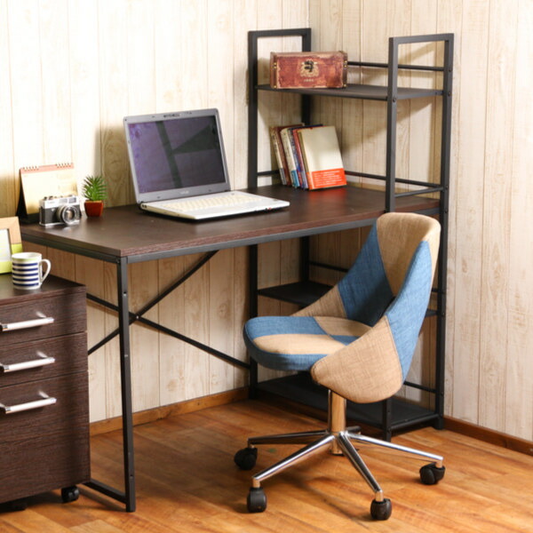 ラック 木目調 デスク 棚付き ラック付き ワークデスク ラック付きでデスク周りを整理整頓できるワークデスク 収納 事務机 机 送料無料 パソコンデスク 奥行64cm 幅1cm 木目調 スチール Pcデスク 幅 1 学習机 オフィスデスク 横 本棚 勉強机 シンプルデスク 事務机