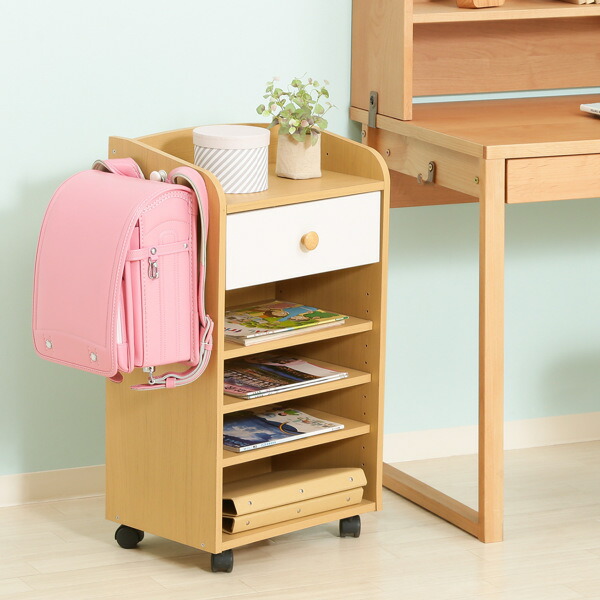 キッズラック 幅41 5cm 子供用 収納 ラック ハンガーラック リビングラック ランドセルラック キャスター 送料無料 ランドセル収納 ランドセル置き スリム キャスター付き 引き出し 棚 キッズ収納 子ども 収納棚 キッズ家具 39ショップ Umu Ac Ug
