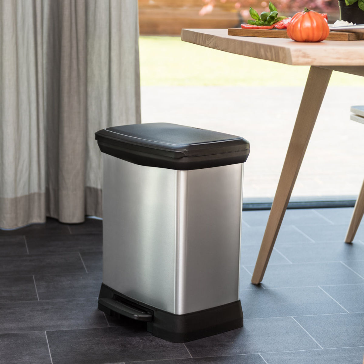 ゴミ箱 30L Deco ペダルビン ペダル式 ( ごみ箱 30リットル デコ ペダル ふた付き 軽量 ステンレス風 シンプル プラスチック スタイリッシュ 袋止め付き 分別 )【39ショップ】|インテリアパレット