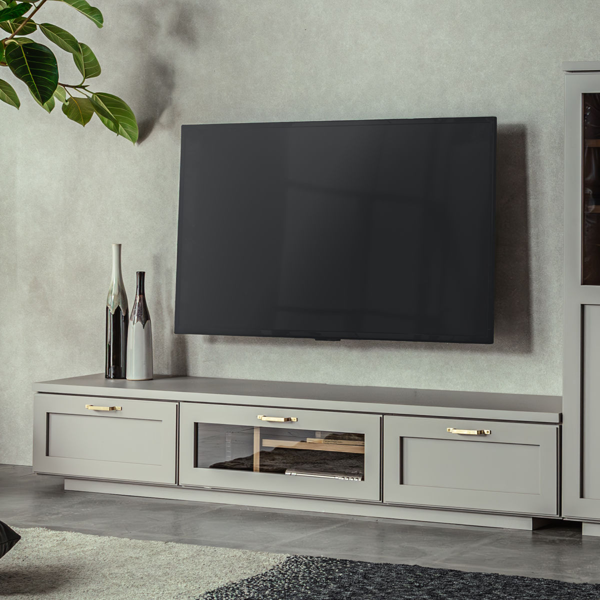 テレビ台 幅180cm ローボード 可動棚 完成品 日本製 ビルネ （ 開梱設置 TV台 TVボード テレビラック 家具 収納 テレビ TVラック ラック リビング グレーカラー 引出し 大型テレビ対応 配線穴 ）【39ショップ】｜インテリアパレット