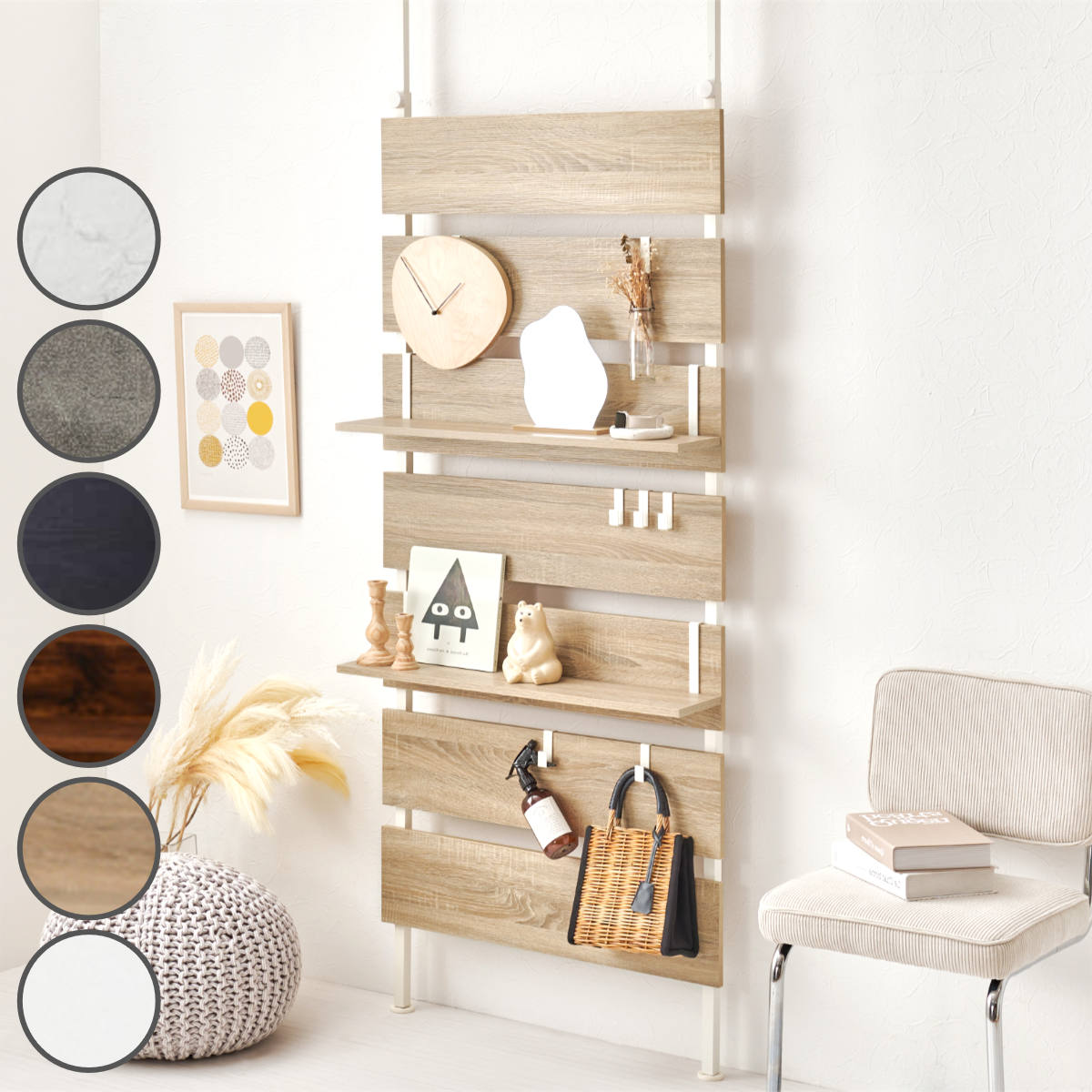 直接取引希望　壁掛けシェルフ 幅40cm グレー　突っ張り棚 楽天市場】突っ張り ウォールラック 幅40cm ラダーラック 棚 壁面 収納