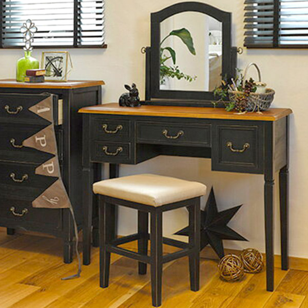 Dresser Set Bath Kant Series Antique Like Black Dressing Table Mirror Chair Drawer Classical With The Stool