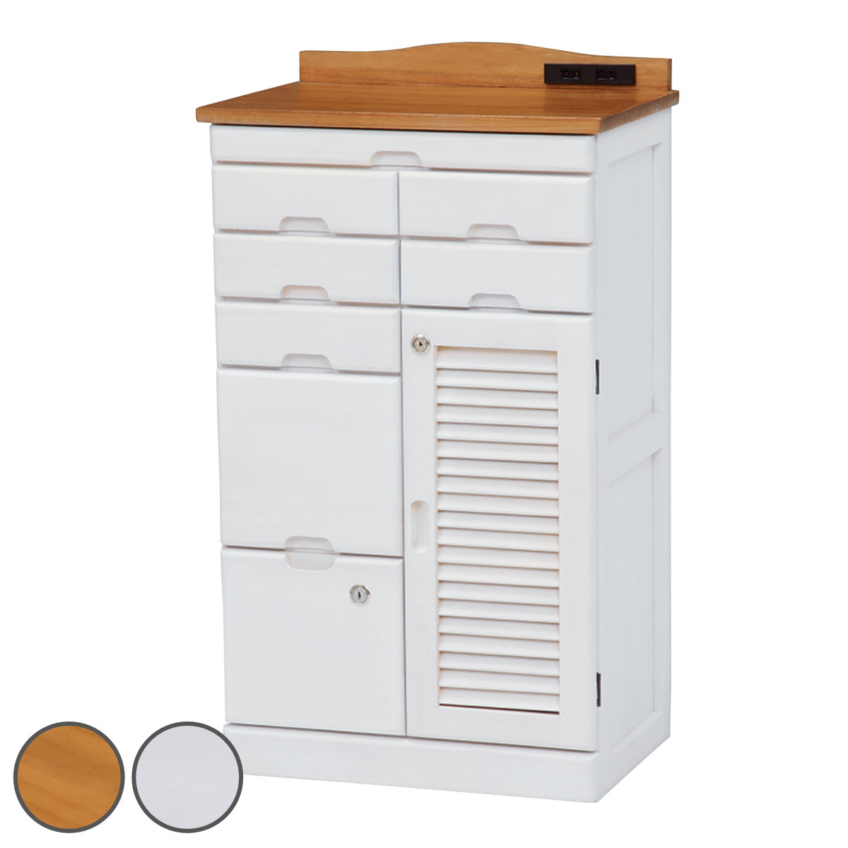 楽天市場】FAX台 電話台 幅48cm 多段引出し 鍵付き 天然木 完成