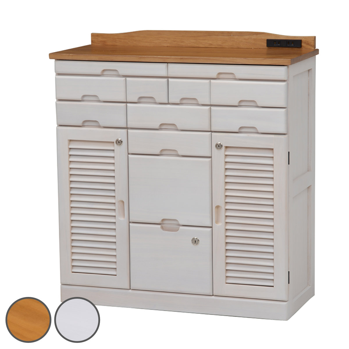 木製 食器棚 サイドキャビネット 電話台FAX台 収納家具 チェスト 楽天