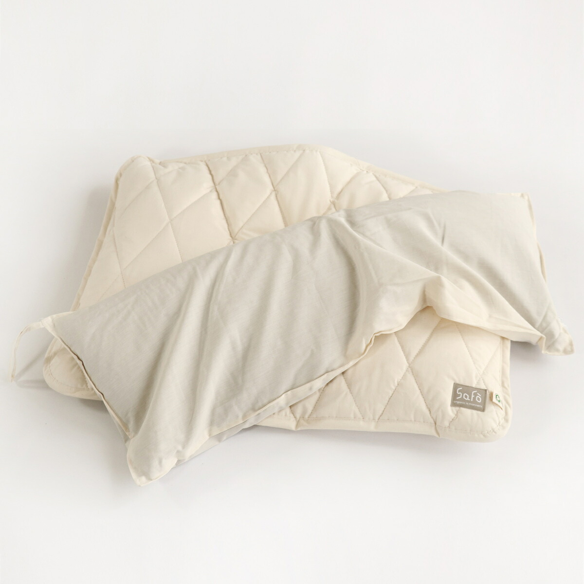 そば枕 safo オーガニック 43X63cm ウォッシャブル （ サフォ 枕 まくら ピローケース付き オーガニックコットン 100％ 日本製 そば殻 洗える カバー 防ダニ 無蛍光 無染色 無漂白 無地 ナチュラル ） 【39ショップ】｜インテリアパレット
