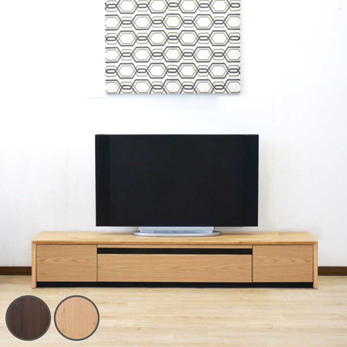 テレビ台 幅180cm 80型対応 引き出し フルスライドレール 完成品 （ テレビボード ローボード スライドレール ラック 棚 収納 引出し リビングボード 省スペース 背面化粧 ウォールナット ナチュラル ）【39ショップ】｜インテリアパレット