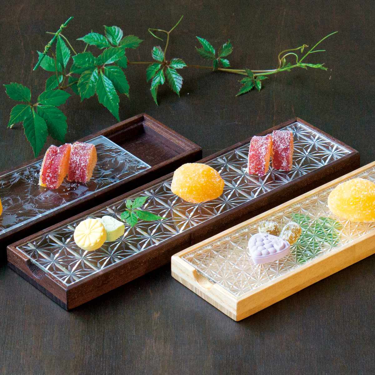 廣田硝子 皿 江戸切子 （ ガラス 日本製 お皿 プレート 桐 木製 角型 長方形 食器 小物入れ ケース おしゃれ 和モダン スタイリッシュ シンプル モダン インテリア ）【39ショップ】｜インテリアパレット