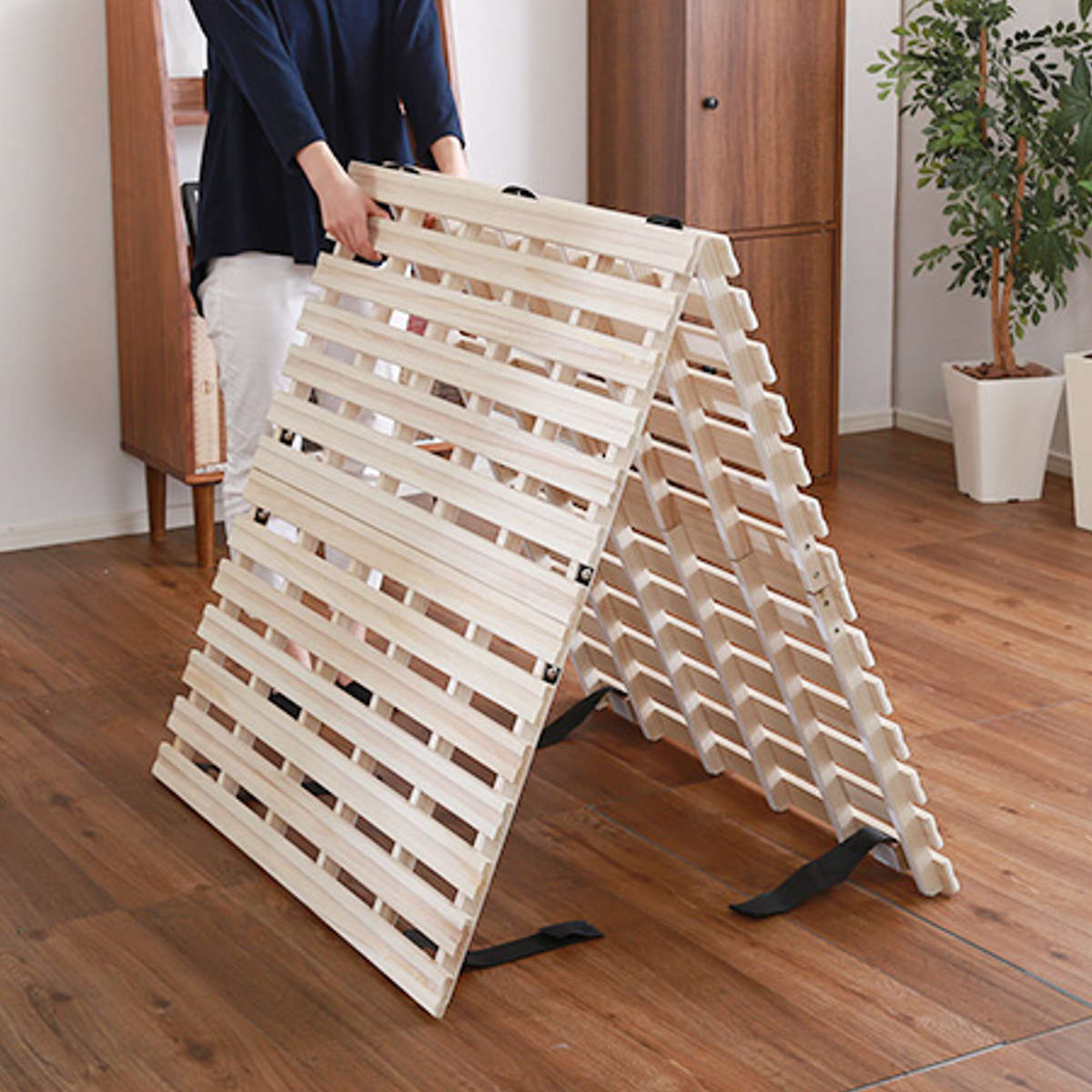 折りたたみ桐すのこベッド　シングル　天然桐すのこ　除湿　カビ対策 9110572b.jpg