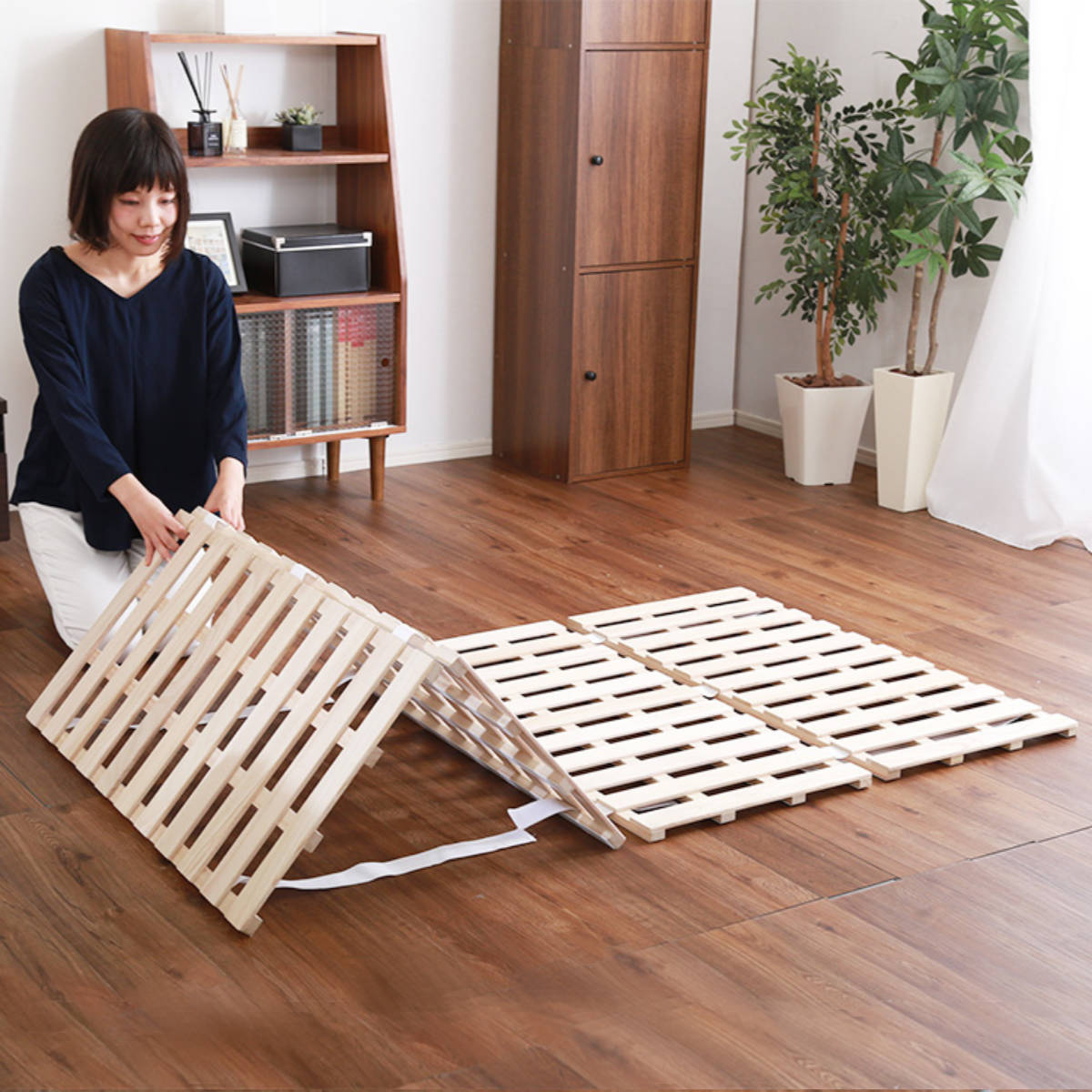 すのこベッド シングル 4つ折り式 桐 桐すのこ シングルサイズ スノコベッド （ すのこ スノコ マット 折りたたみ すのこマット すのこベット ベッド 折りたたみベッド ベット 除湿 湿気 カビ ダニ 対策 折り畳み 布団干し ）【39ショップ】