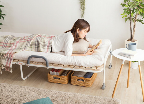 折りたたみベッド桐すのこベッドシングルキャスター収納