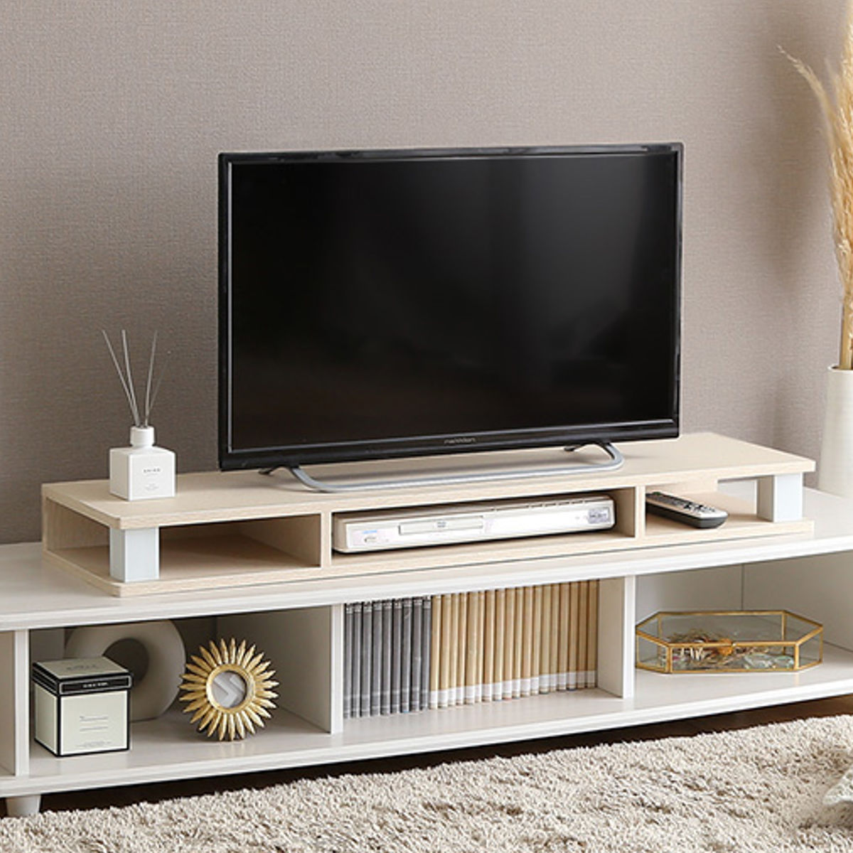 モニター台 幅110.3cm 北欧調 テレビ下収納 （ モニタースタンド 台 テレビ下 収納 高さ調節 デスク 卓上 PC台 パソコンラック テレビ台 ディスプレイ 机上台 キーボード収納 ）【39ショップ】