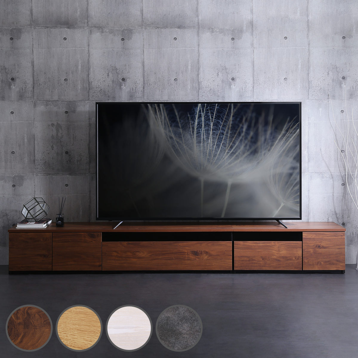テレビ台 幅270cm 100型対応 完成品 日本製 （ ローボード 大型テレビ TV台 収納 家具 AVラック テレビ 組み合わせ スライドレール 箱組構造 ルーター収納 引出し リビング 棚 ）【39ショップ】｜インテリアパレット