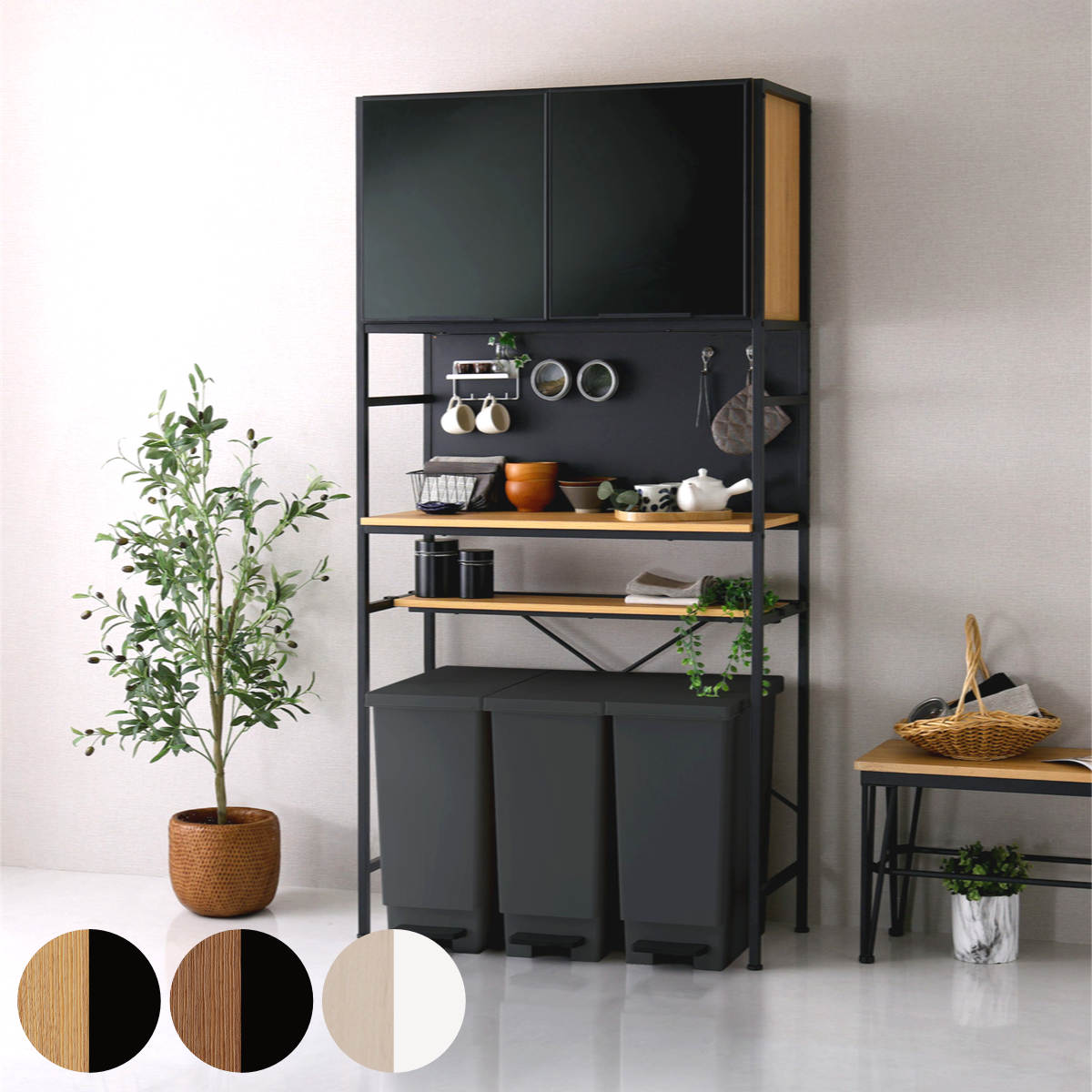 楽天市場】幅62cm レンジボード 62レンジ 食器棚 キッチン収納 レンジ