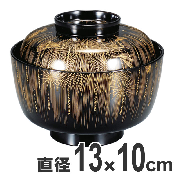 吸い物椀 木製 松平椀 黒漆塗 花火 吸物椀 お椀 食器 漆塗 （ 椀 汁椀 味噌汁椀 吸物 吸い物 本漆塗 味噌汁 蓋付き 漆 塗り 漆塗り 漆器 和食器 和風 懐石 懐石料理 飲食店 料亭 旅館 ）【39ショップ】