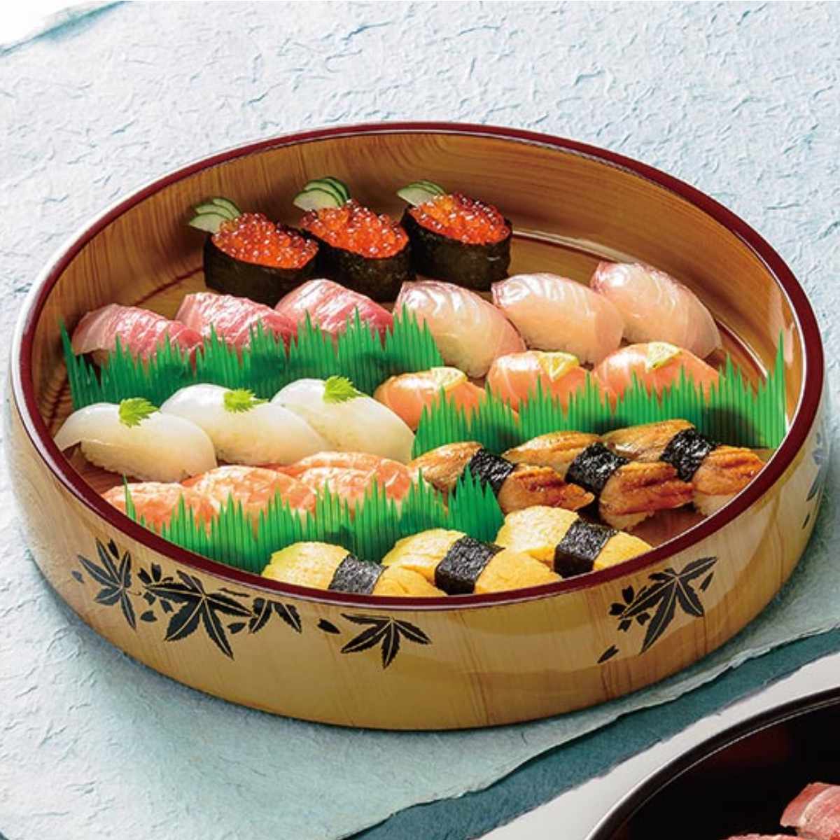 寿司桶 太鼓 尺5桶 香林紅葉 食器 組桶 業務用食器 （ 45cm すし桶 寿司容器 太鼓型 １０人前 出前 盛り込み お寿司 すし 鮨 入れ物 容器 器 皿 木目 ）【39ショップ】