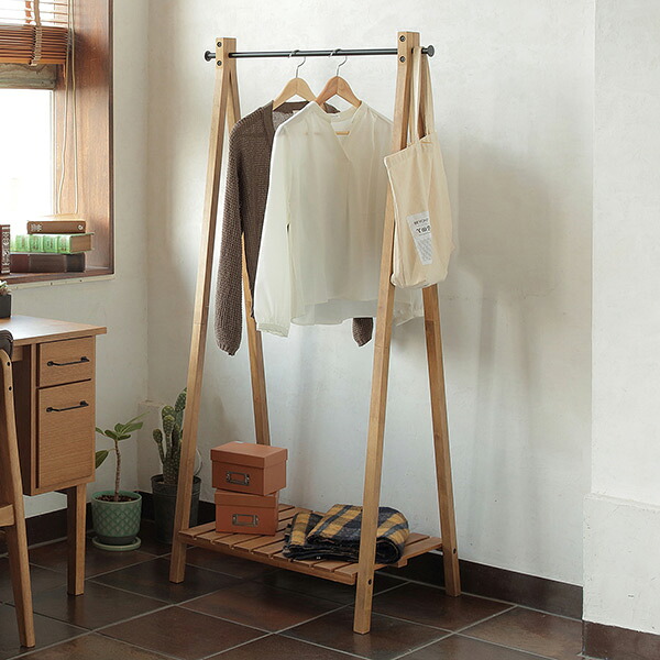 ハンガーラック 高さ約152cm Rasic ラック 木製 天然木 （ 送料無料 コートハンガー 洋服掛け コート掛け 木製ハンガーラック 収納 衣類 スリム ポールハンガー ハンガースタンド 収納ラック 棚付き 衣類収納 玄関収納 おしゃれ ） 【39ショップ】