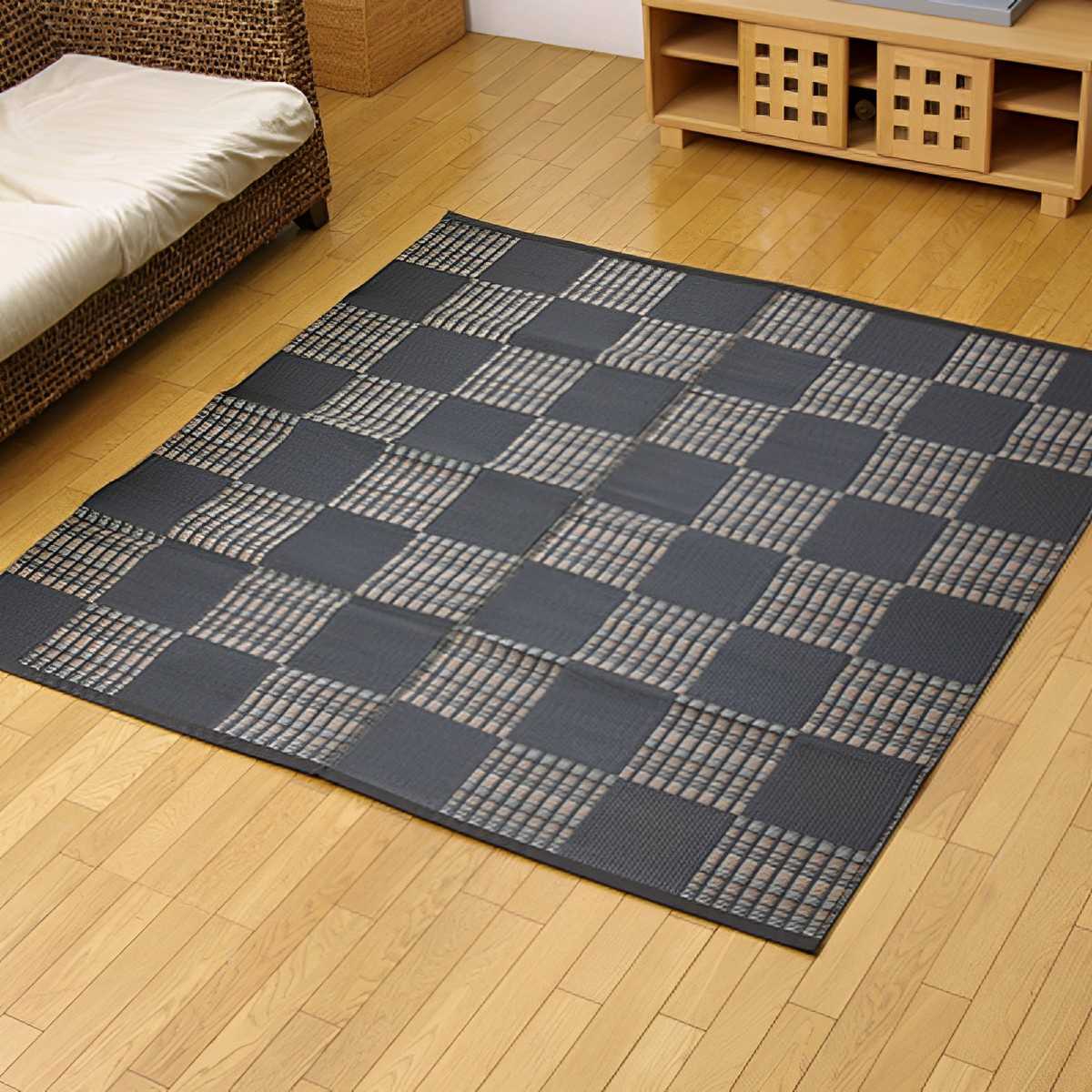 カーペット い草調 洗える PPカーペット ウィード 江戸間8畳 約348×352cm ( 敷物 ラグ マット ラグマット レジャーシート ござ 上敷き 関東間 8畳 長方形 市松模様 畳める コンパクト ペット 防ダニ 丸洗い 屋内 屋外 ) 【39ショップ】|インテリアパレット
