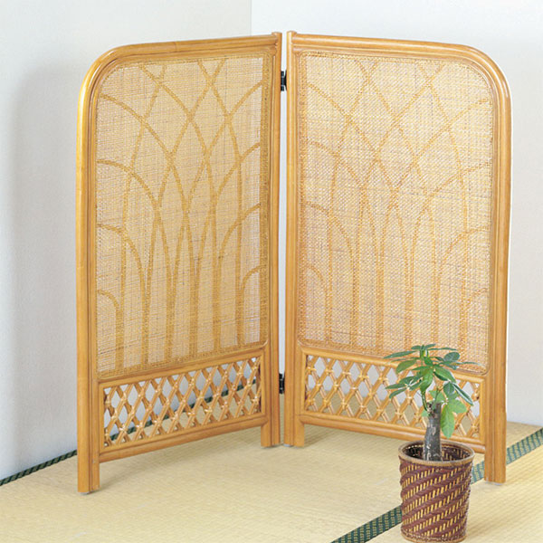 衝立 2連 ラタン 間仕切り ロータイプ 籐家具 高さ101cm （ 送料無料 衝立 間仕切り パーテーション パーティション アジアン ） 【39ショップ】