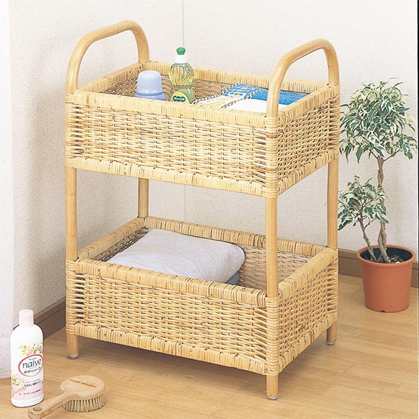 ランドリーラック 2段 ラタン製 幅50cm （ 送料無料 洗濯かご バスケット アジアン ） 【39ショップ】