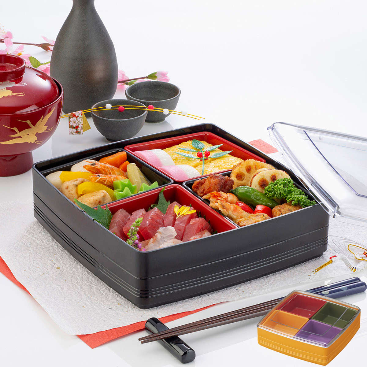 楽天市場】＼ 10％OFF ！／ 山中塗 ツインオードブル重 お重 おせち お