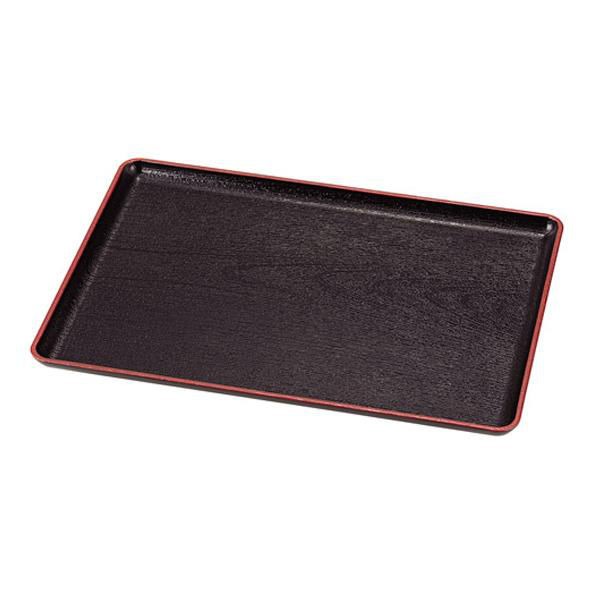 お盆 43×31cm トレー 長盆 恵比寿盆 黒天朱 尺4寸 日本製 10枚セット （ トレイ 和菓子 和食器 菓子皿 和風 おしゃれ シンプル 角型 プラスチック ウレタン塗装 脇取盆 ）【39ショップ】