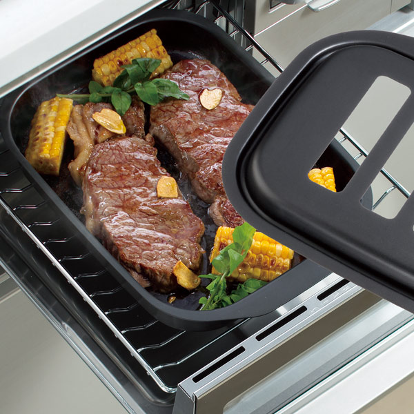 【楽天市場】 在庫限り・入荷なし グリルパン グリルオーブン 角型 蓋付き IH対応 （ ガス火対応 グリルプレート グリルトレー グリル