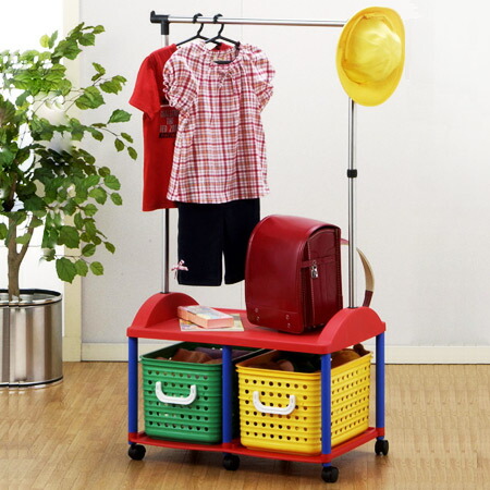楽天市場 パイプハンガー キッズ収納 バスケット2個付き ランドセルラック 洋服掛け 子供用 引き出し キャスター付き おもちゃ箱 プラスチック製 収納ボックス ハンガーラック 送料無料 39ショップ インテリアパレット