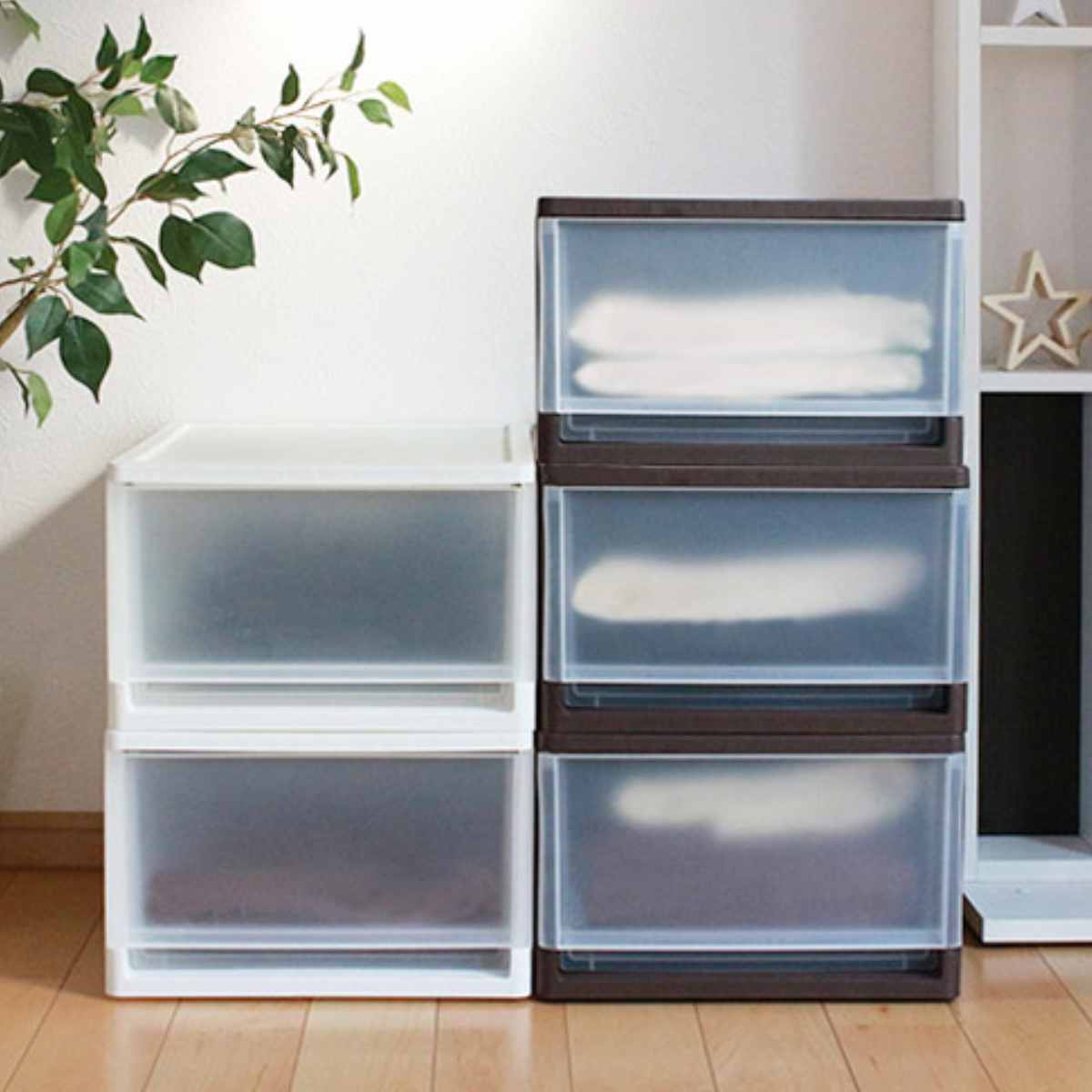 収納ボックス ストラ クローゼット 棚上 幅34&times;奥行42&times;高さ22cm 同色6個セット （ 収納ケース 引き出し 収納 小物収納 プラスチック 6個 小物ケース 対応 積み重ね スタッキング スモールタイプ クローゼット収納 棚上収納 ）【39ショップ】｜インテリアパレット