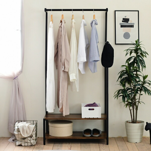 楽天市場】ハンガーラック 棚付き 幅90cm インダストリアル コート